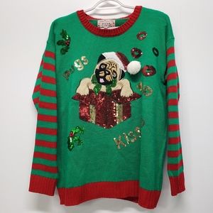 Ugly Christmas Sweater Pug Puppy Dog Size Large Christmas Party